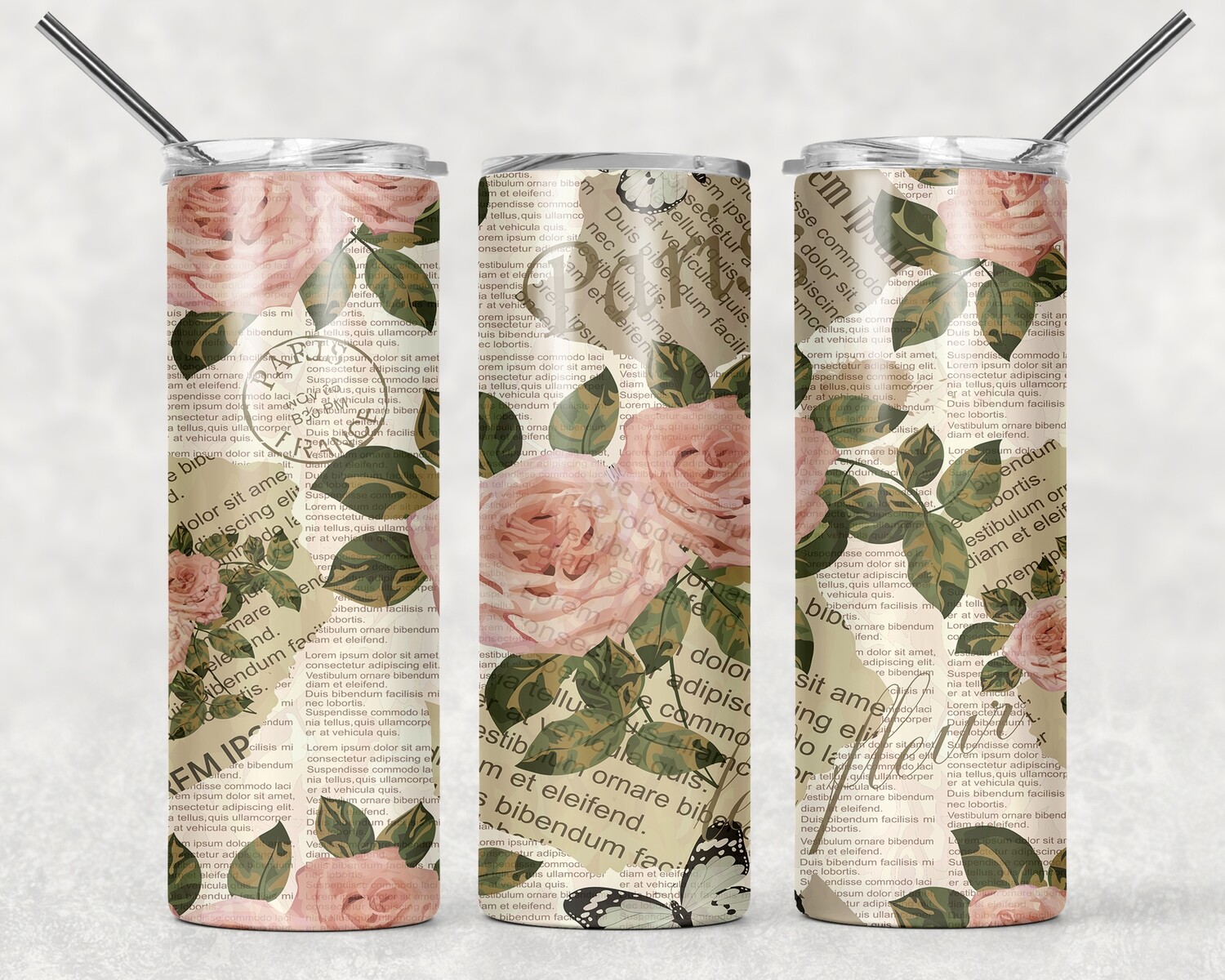 Vintage Floral Paris Tumbler