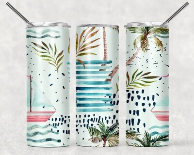 Floral Summer Palm Trees Tumbler