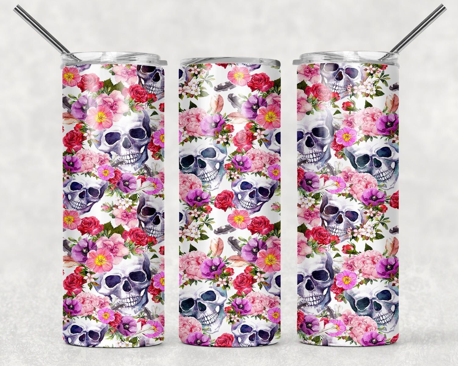 Floral Skull Halloween Tumbler