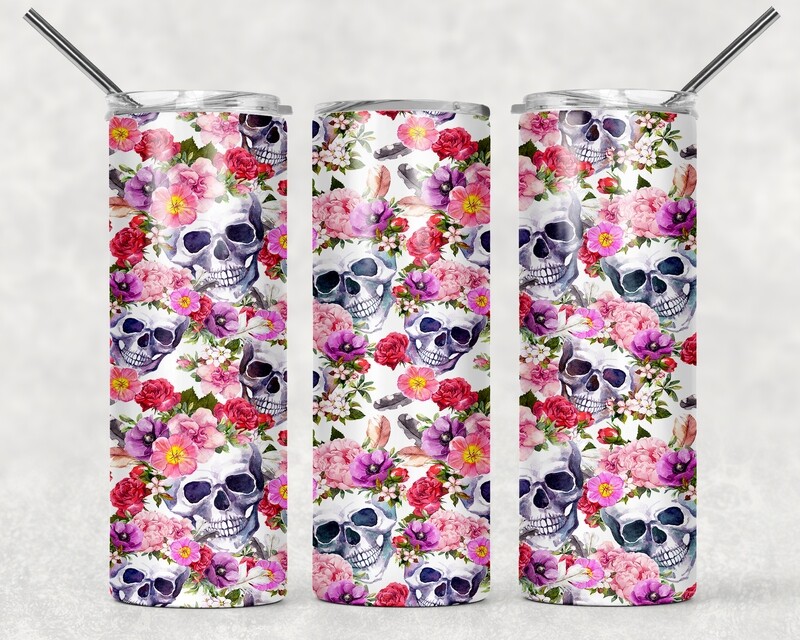 Floral Skull Halloween Tumbler