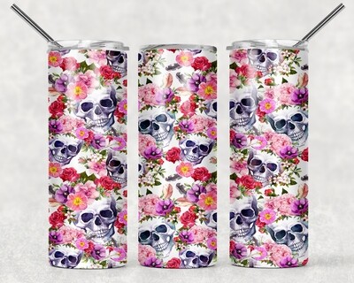 Floral Skull Halloween Tumbler