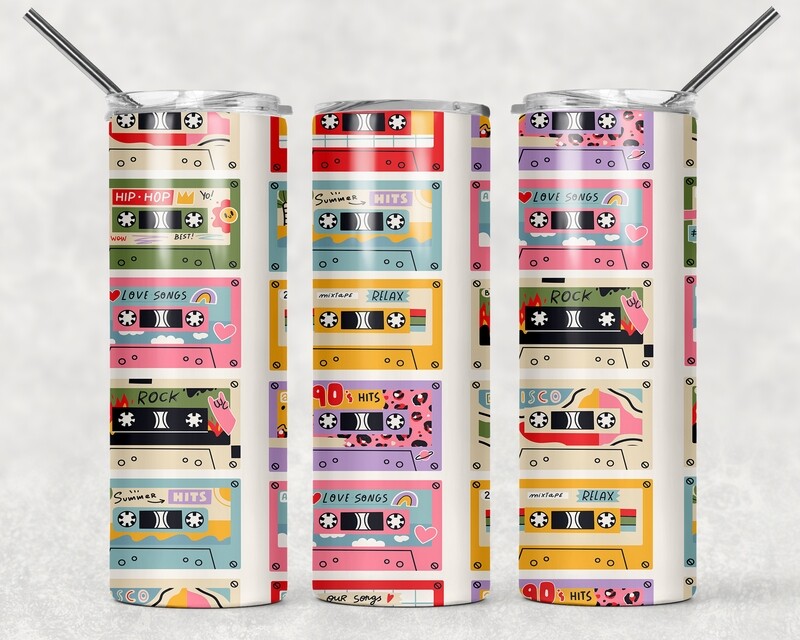 Retro Cassette Tape 80&#39;s 90&#39;s Pop Culture Tumbler