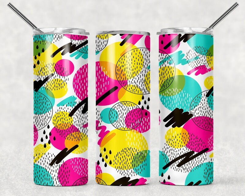 Yellow Pink Green Abstract Tumbler