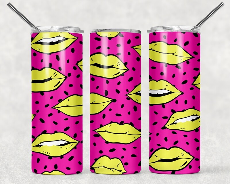 Pop Culture Pink Yellow Lips Tumbler