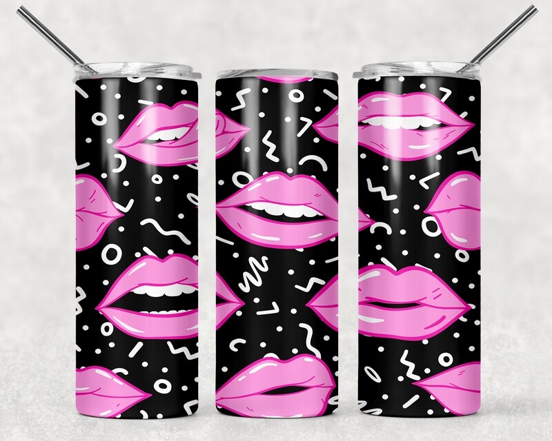 Pop Culture Pink Black Lips Tumbler