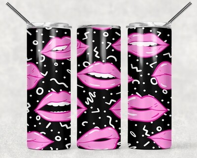 Pop Culture Pink Black Lips Tumbler