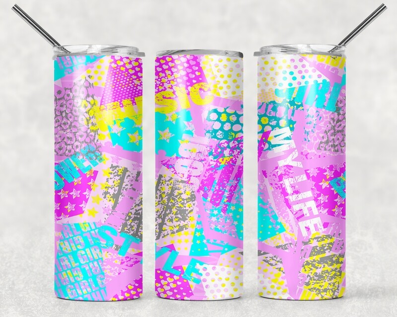 Yellow Pink Green Abstract Tumbler