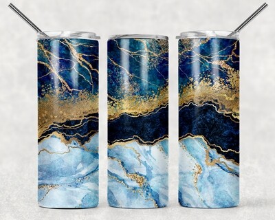 Navy Blue Beach Glitter Gold Tumbler