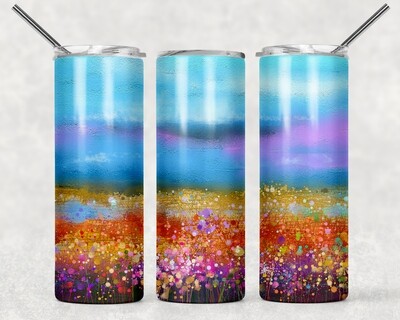 Blue Purple Orange Abstract Glitter Tumbler