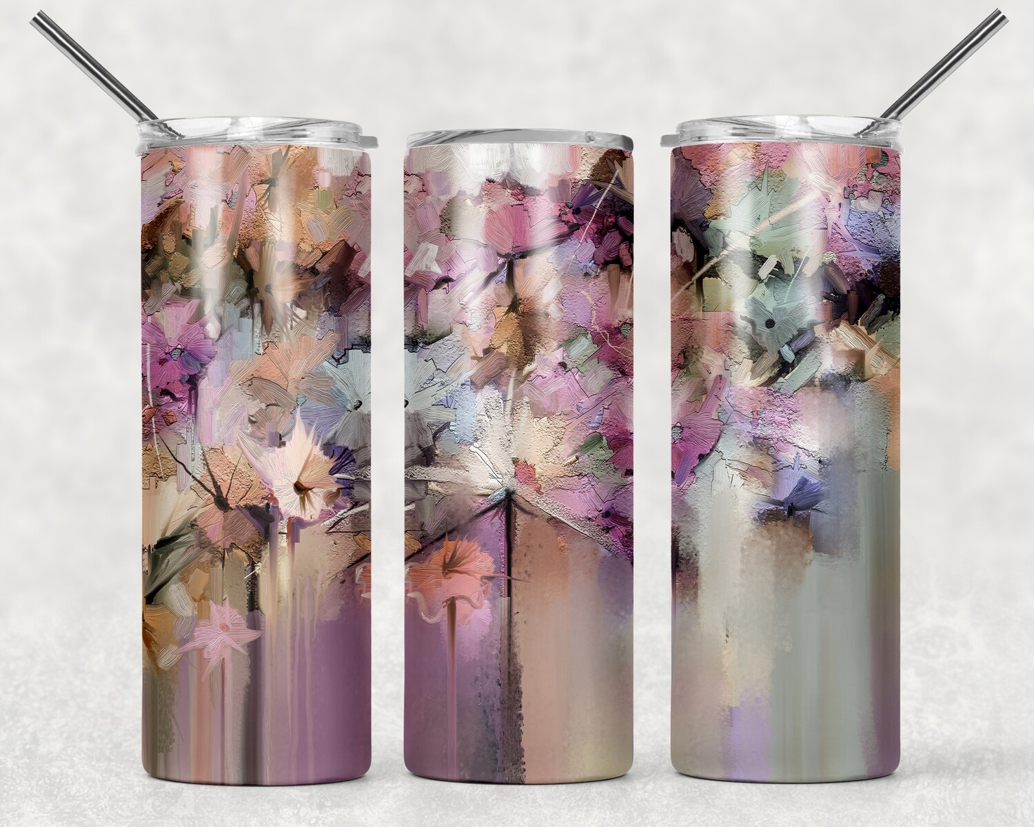Purple Floral Abstract Tumbler