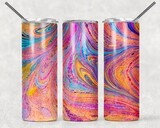 Bright Blue Orange and Pink Abstract Tumbler