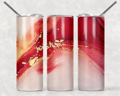 Red Gold Glitter Marble Tumbler