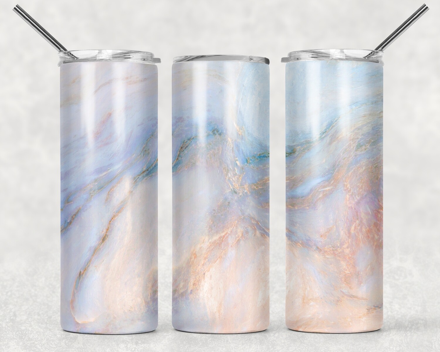 Light Blue Gold Marble Abstract Tumbler