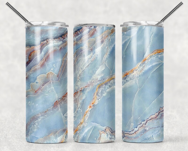 Light Blue Gold Marble Abstract Tumbler