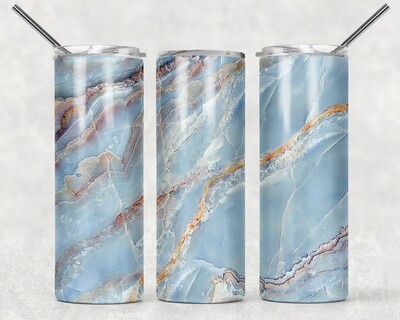 Light Blue Gold Marble Abstract Tumbler
