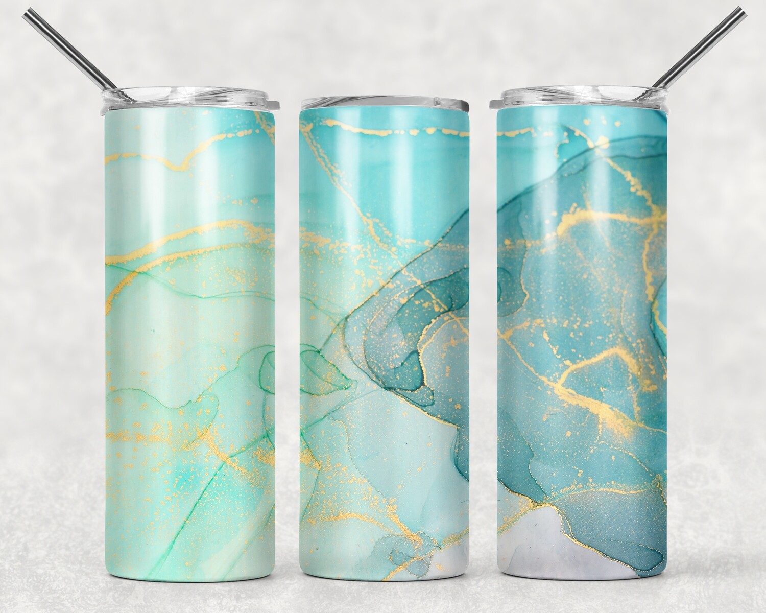 Aqua Blue Beach Glitter Tumbler