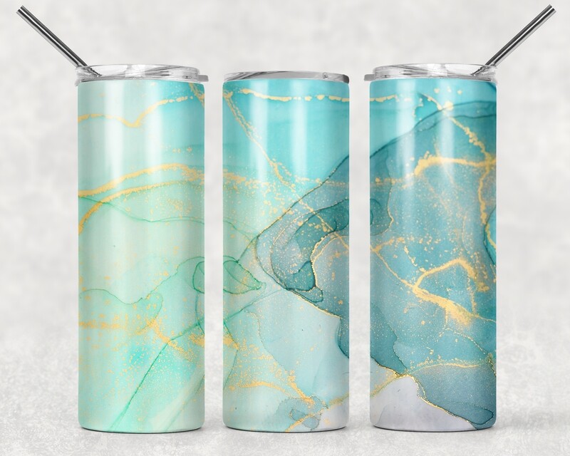 Aqua Blue Beach Glitter Tumbler