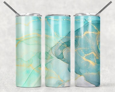 Aqua Blue Beach Glitter Tumbler