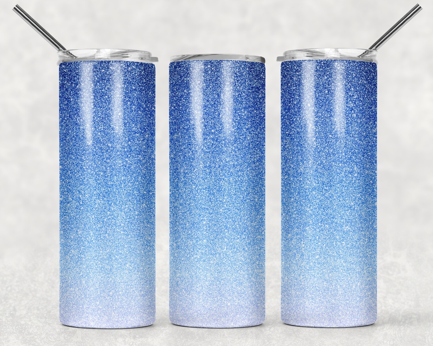 Blue to White Ombre Glitter Tumbler