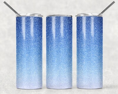 Blue to White Ombre Glitter Tumbler