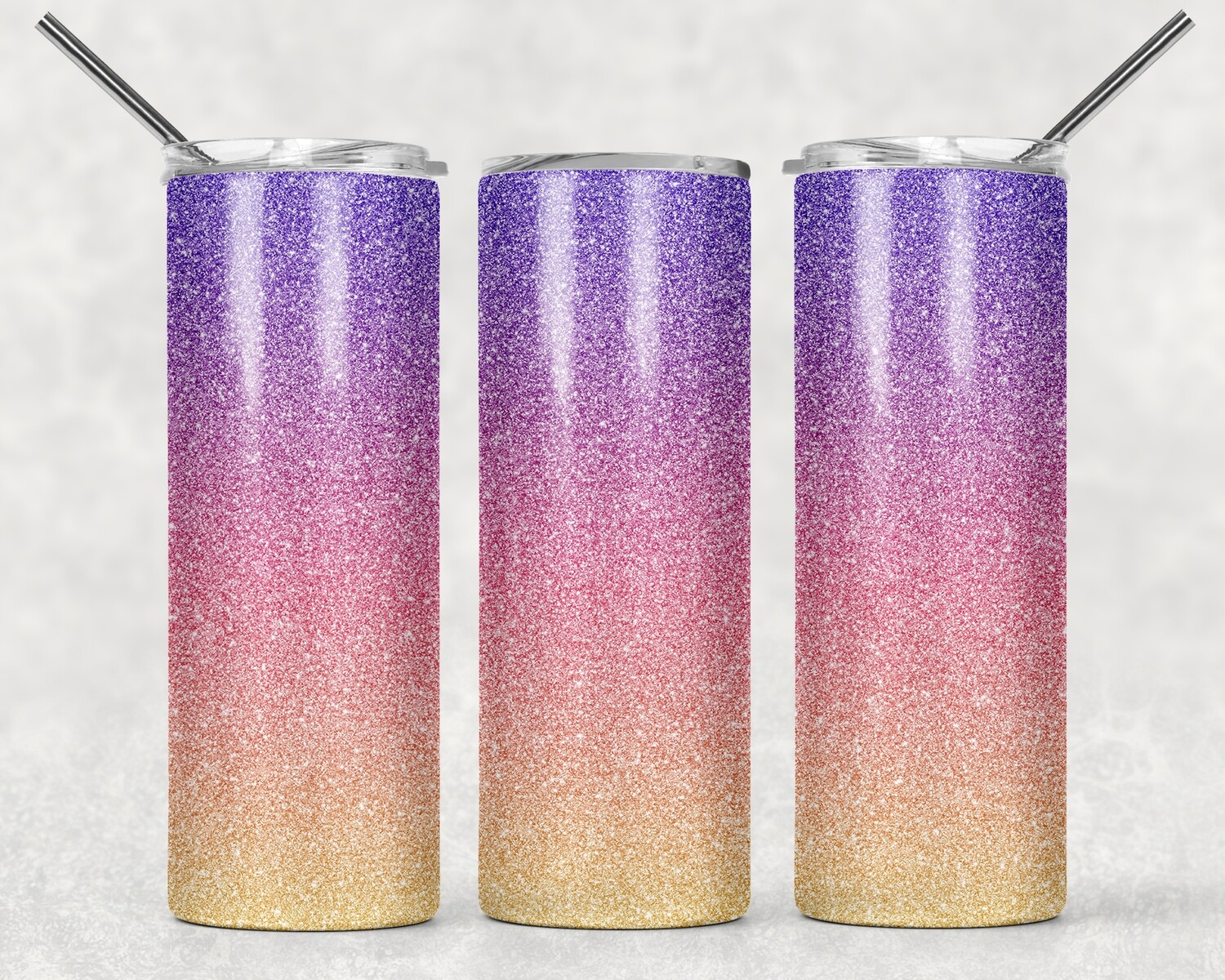 Purple Pink Ombre Glitter Tumbler