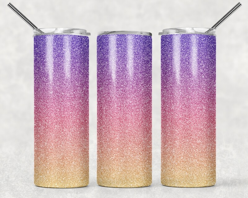 Purple Pink Ombre Glitter Tumbler
