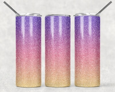 Purple Pink Ombre Glitter Tumbler