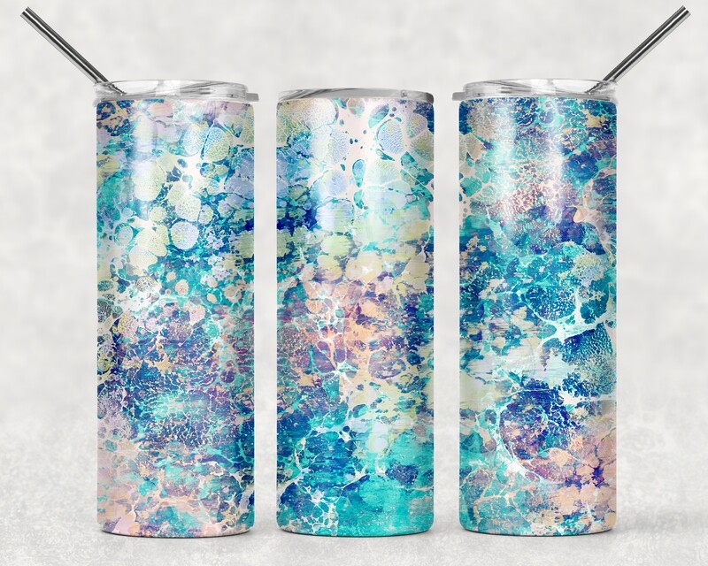 Light Blue Pink Marble Abstract Tumbler