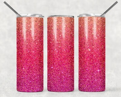 Orange Pink Ombre Glitter Tumbler