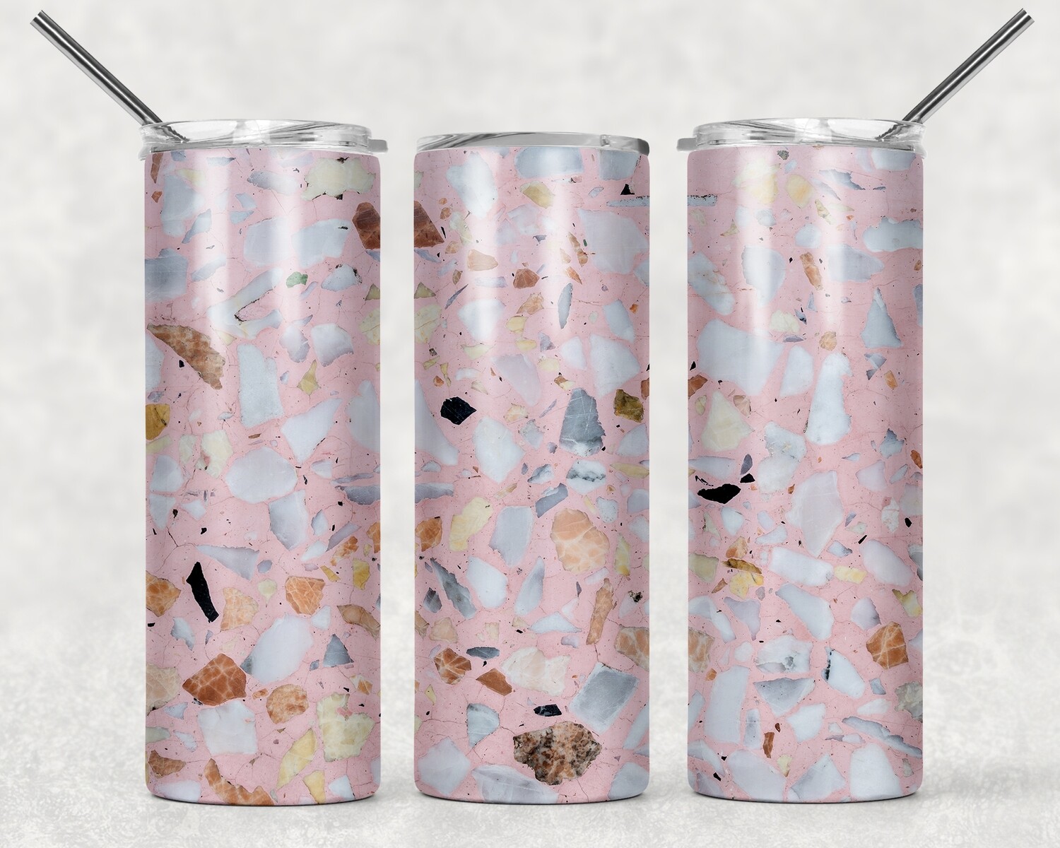 Light Pink Mosaic Marble Abstract Tumbler