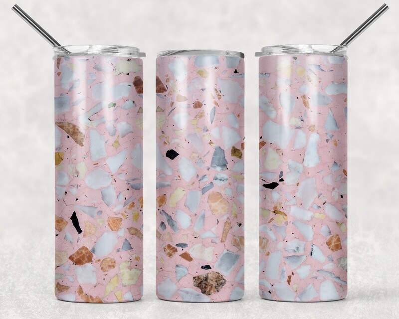 Light Pink Mosaic Marble Abstract Tumbler