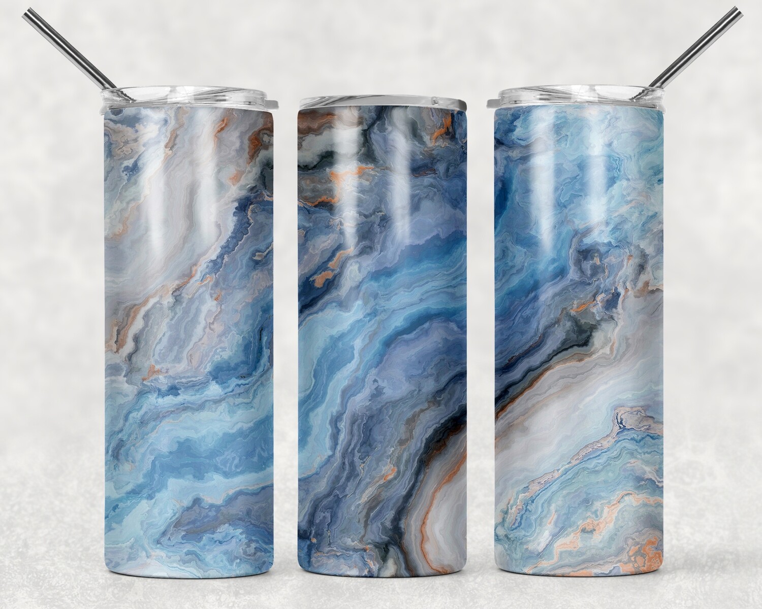Light Blue Gold Marble Abstract Tumbler