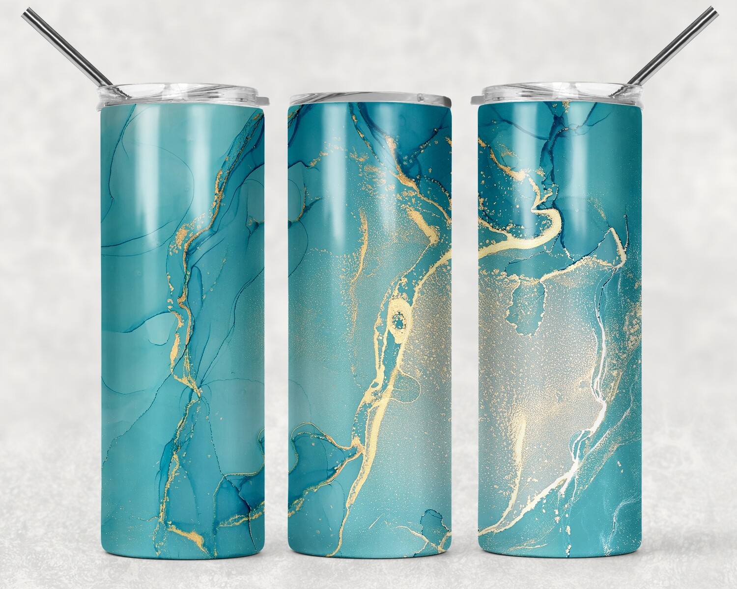 Turquoise Blue Beach Glitter Tumbler
