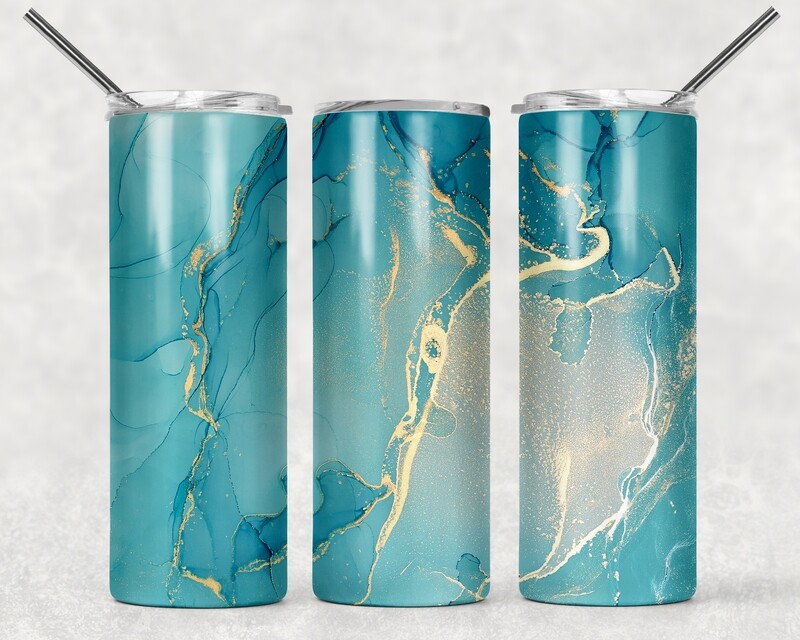 Turquoise Blue Beach Glitter Tumbler
