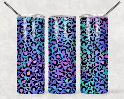 Bright Purple Pink Aqua Cheetah Print Leopard Print Tumbler