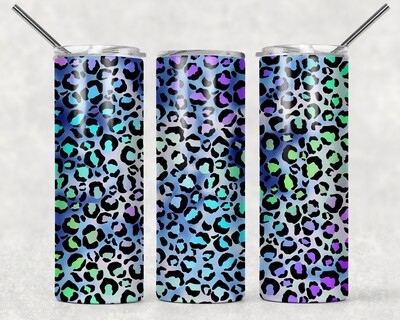 Bright Purple Pink Aqua Cheetah Print Leopard Print Tumbler