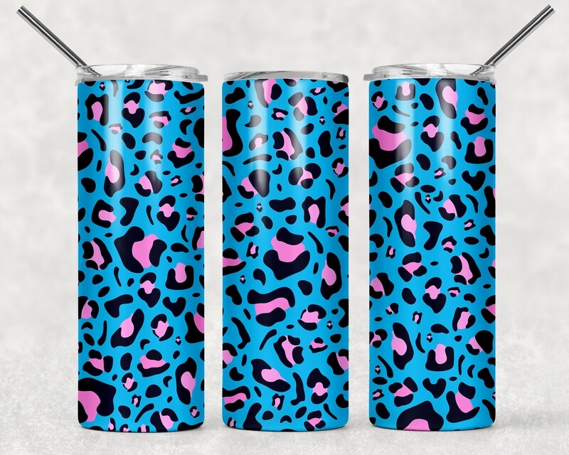 Blue and Pink Cheetah Print Leopard Tumbler