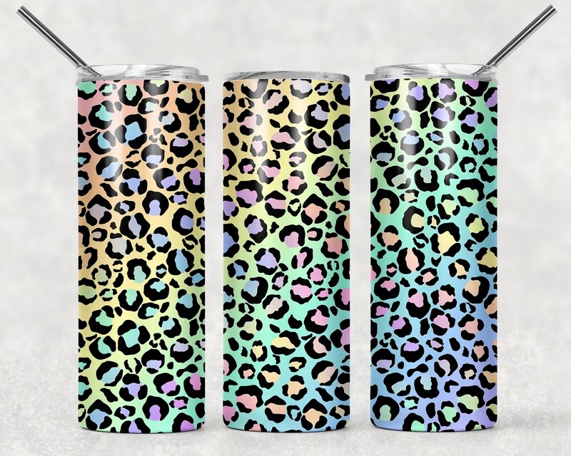 Bright Purple Pink Aqua Cheetah Print Leopard Print Tumbler