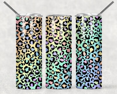 Bright Purple Pink Aqua Cheetah Print Leopard Print Tumbler