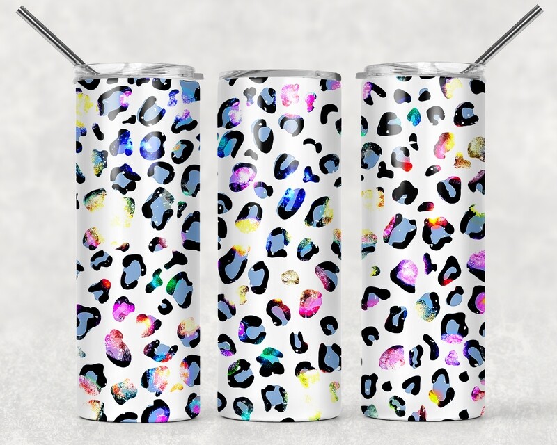 Bright Purple Pink Aqua Cheetah Print Leopard Print Tumbler
