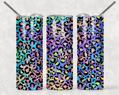 Bright Purple Pink Aqua Cheetah Print Leopard Print Tumbler