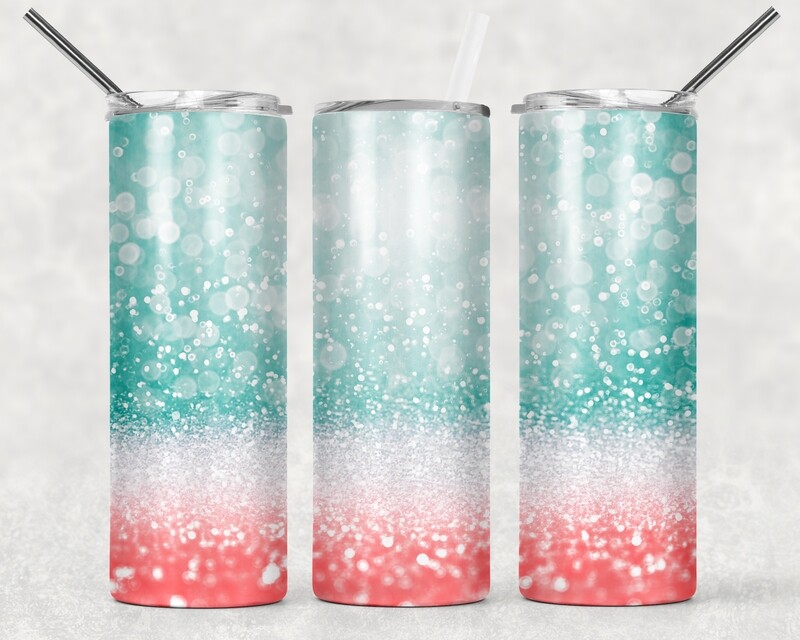 Green Red Ombre Glitter Tumbler