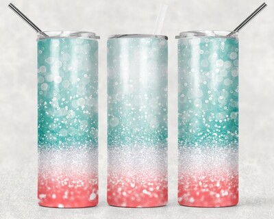 Green Red Ombre Glitter Tumbler