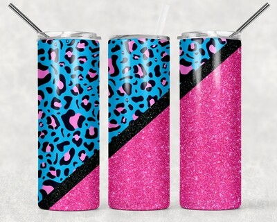 Cheetah Print Pink Glitter Leopard Print Tumbler