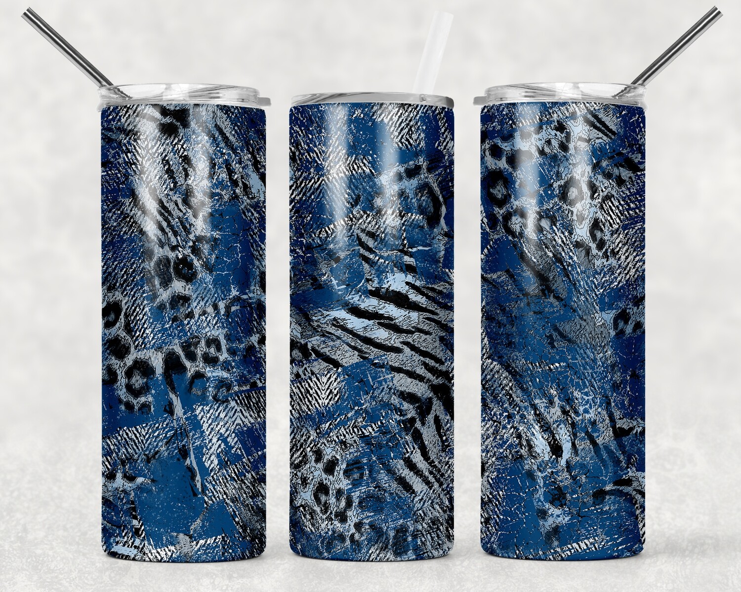 Blue Cheetah Print Abstract Tumbler