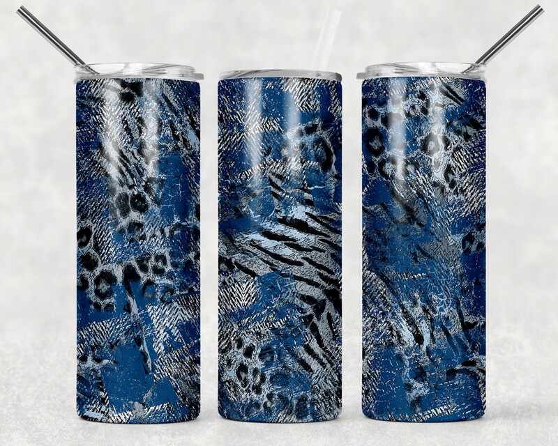 Blue Cheetah Print Abstract Tumbler