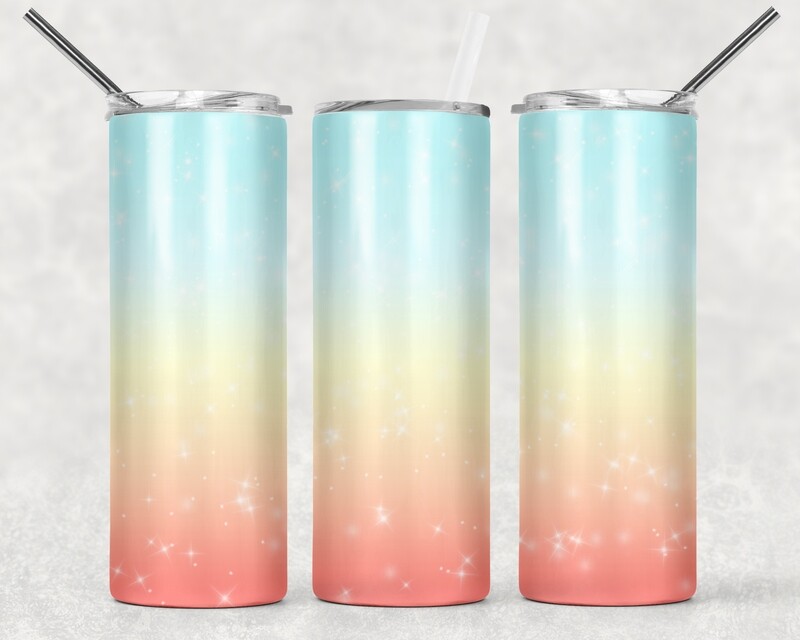 Green Red Ombre Glitter Tumbler