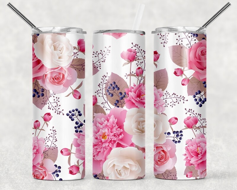 Floral Roses Berries Tumbler