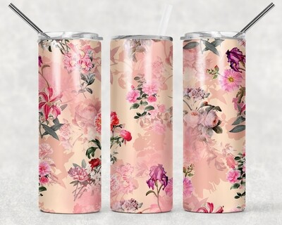 Peach Floral Tumbler