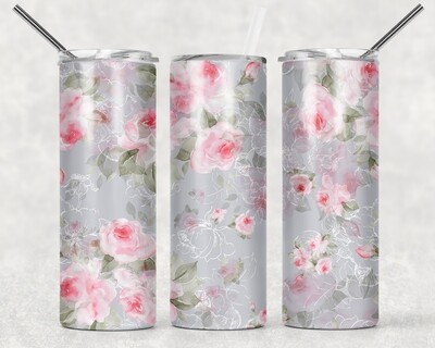 Gray Floral Tumbler